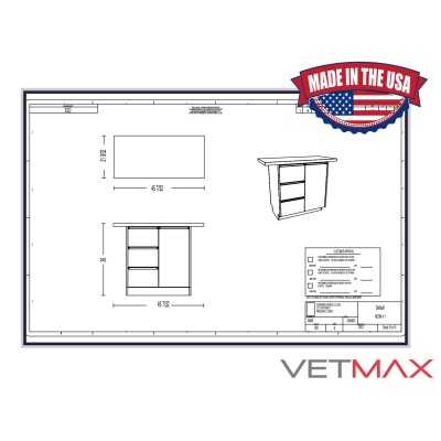 Premier Laminated Exam Table on Wheels - 3 Drawers + Cupboard (Door Hinged Right) - VETMAX®