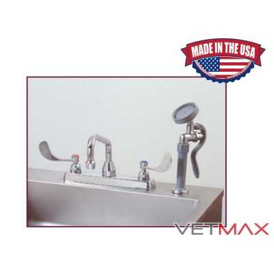 Faucet Wrist Handles, Swivel Spout, Angle Sprayer, 80" SS Spray Hose - VETMAX®