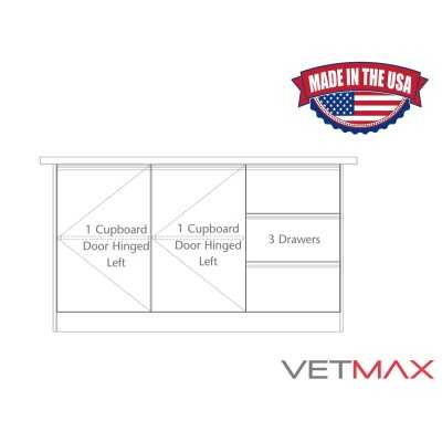 Treatment Table - 3 Drawers + 2 Cupboards Left (Doors Hinged Left) - VETMAX®
