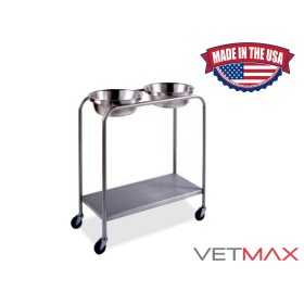Mobile Stainless Steel Solutions Stand (Double Basin) - VETMAX®