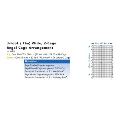 Regal Cage Arrangements - 3 Foot Wide, 2 Cages