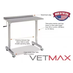 Adjustable Stainless Steel Over Instrument Table - VETMAX®