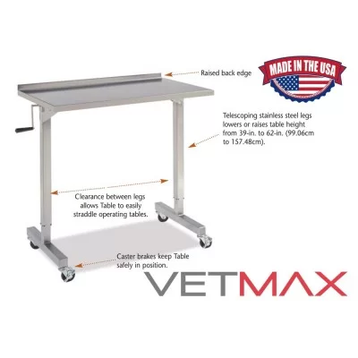 Adjustable Stainless Steel Over Instrument Table